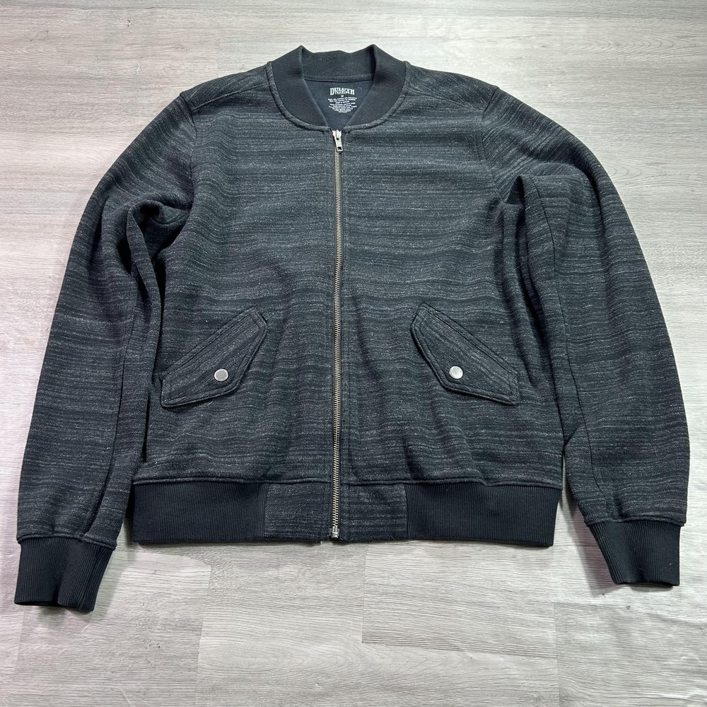 Duluth Trading Co Jacket Mens Medium Gray Knit Bomber Full Zip Pockets Casual